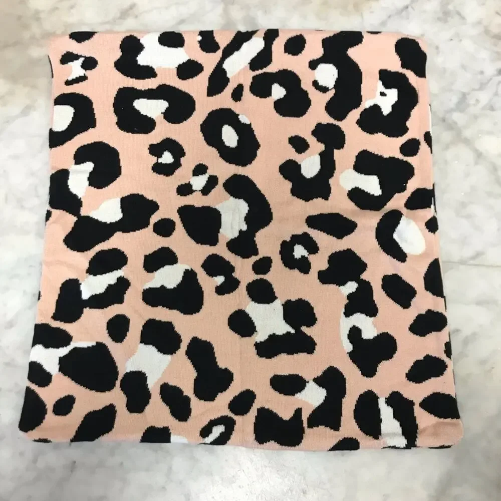 Pink leopard knit accent throw pillow cover only 18